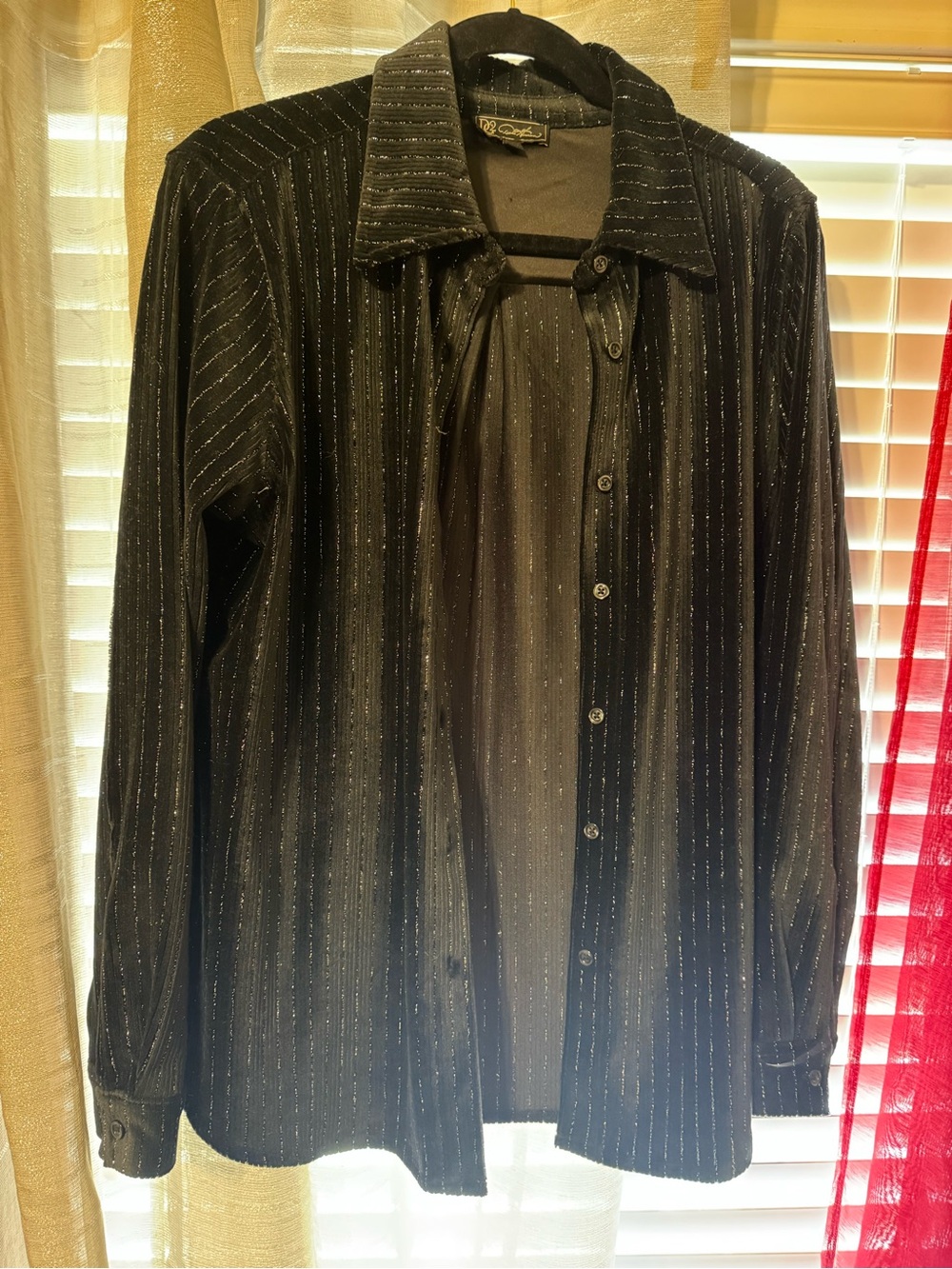 DG2 by Diane Gilman Black Pinstripe Lightweight Shirt Jacket